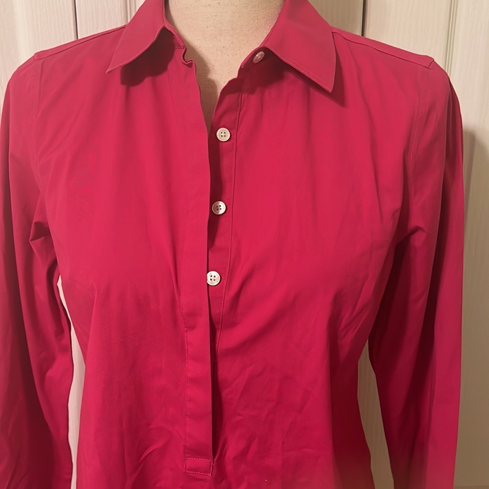 Talbots Pink Half Button Down Wrinkle Resistant T… - image 2
